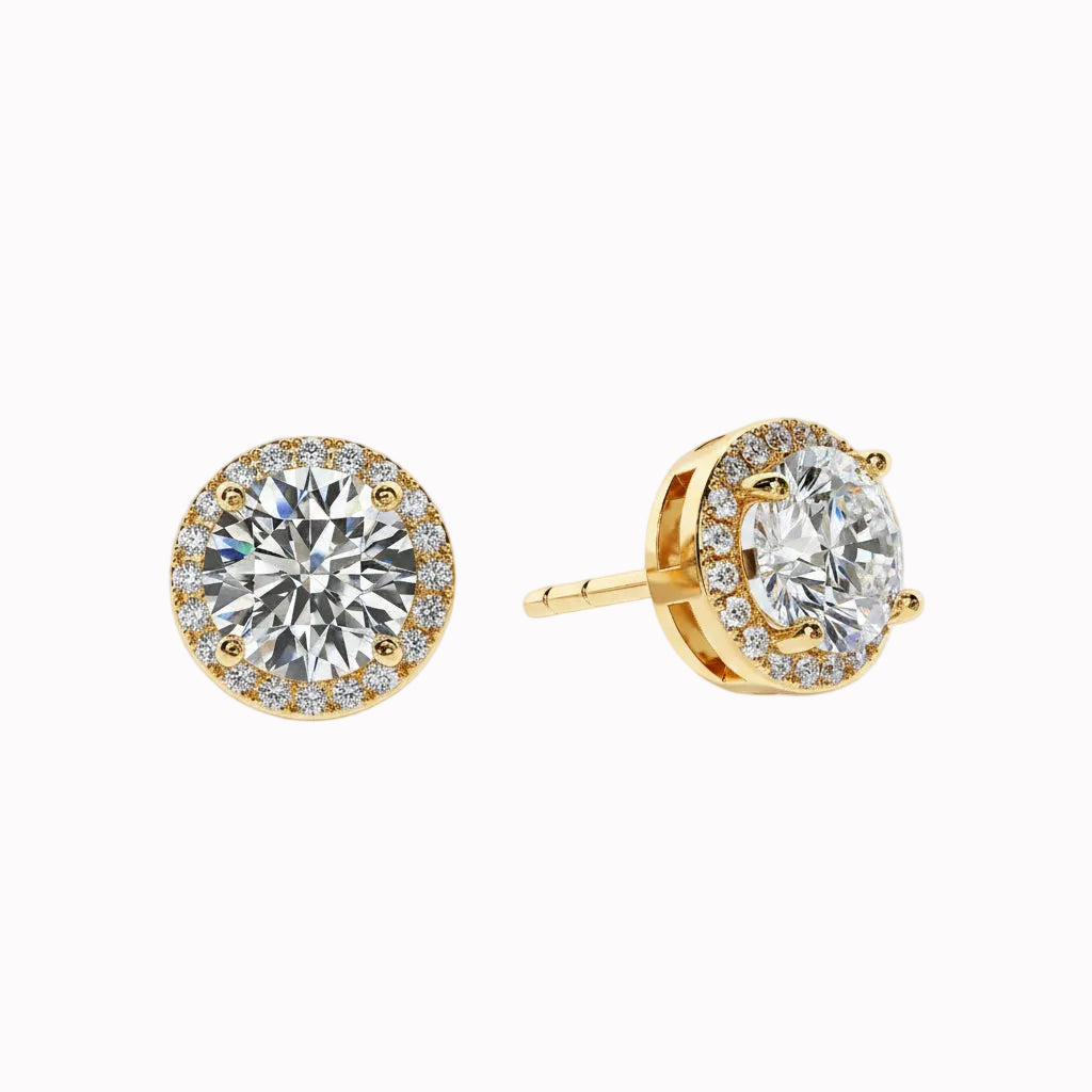 Fiamma - Round Cut Halo Earrings
