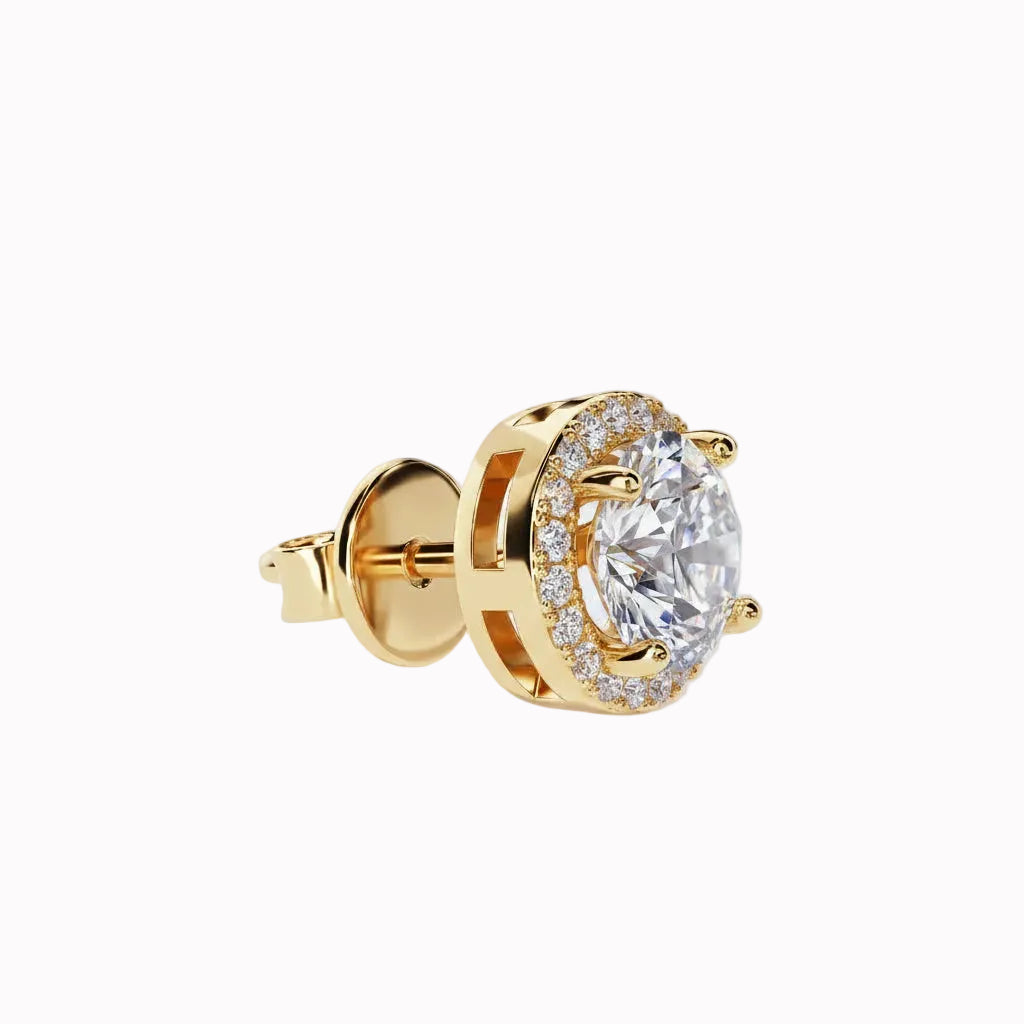 Fiamma - Round Cut Halo Earrings