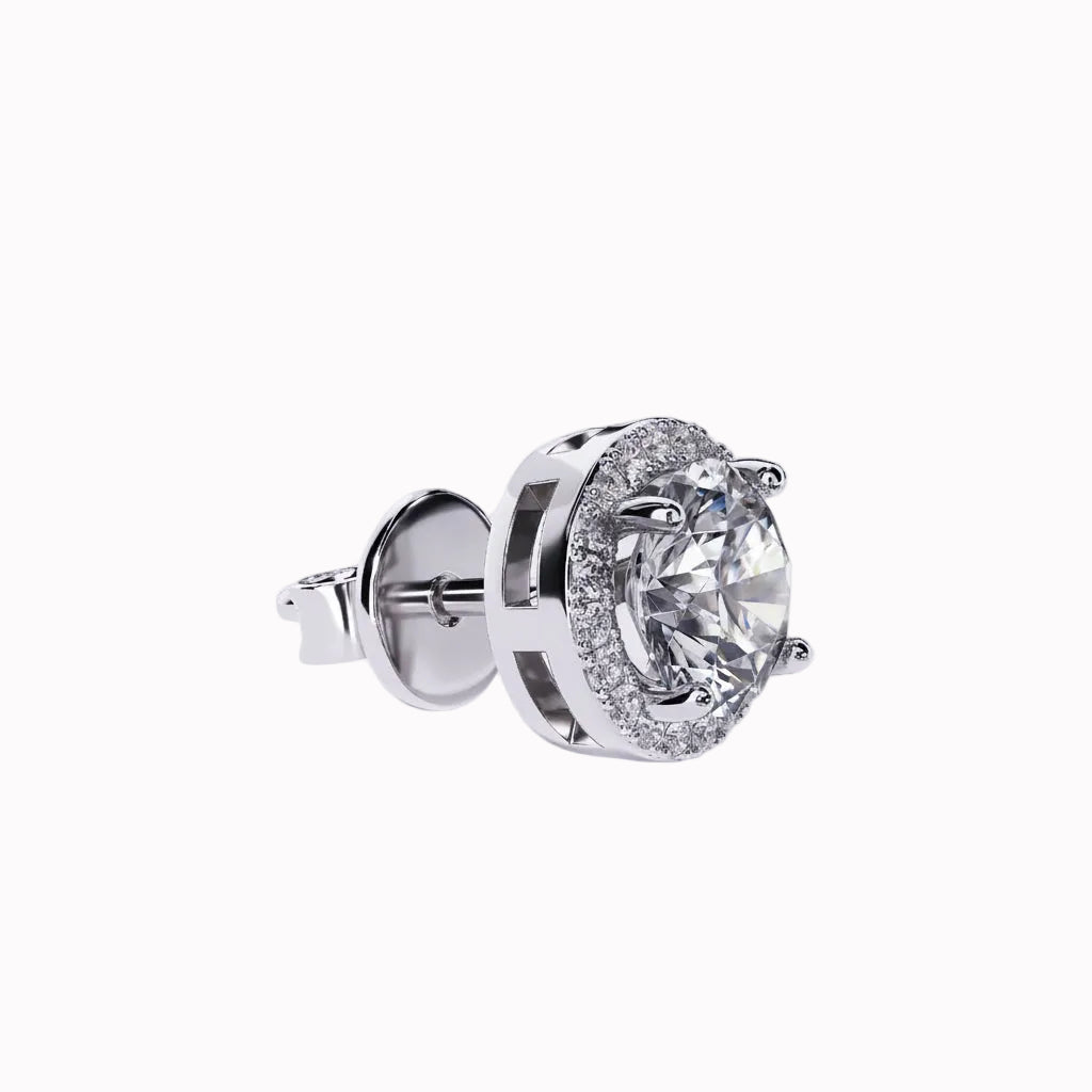 Fiamma - Round Cut Halo Earrings